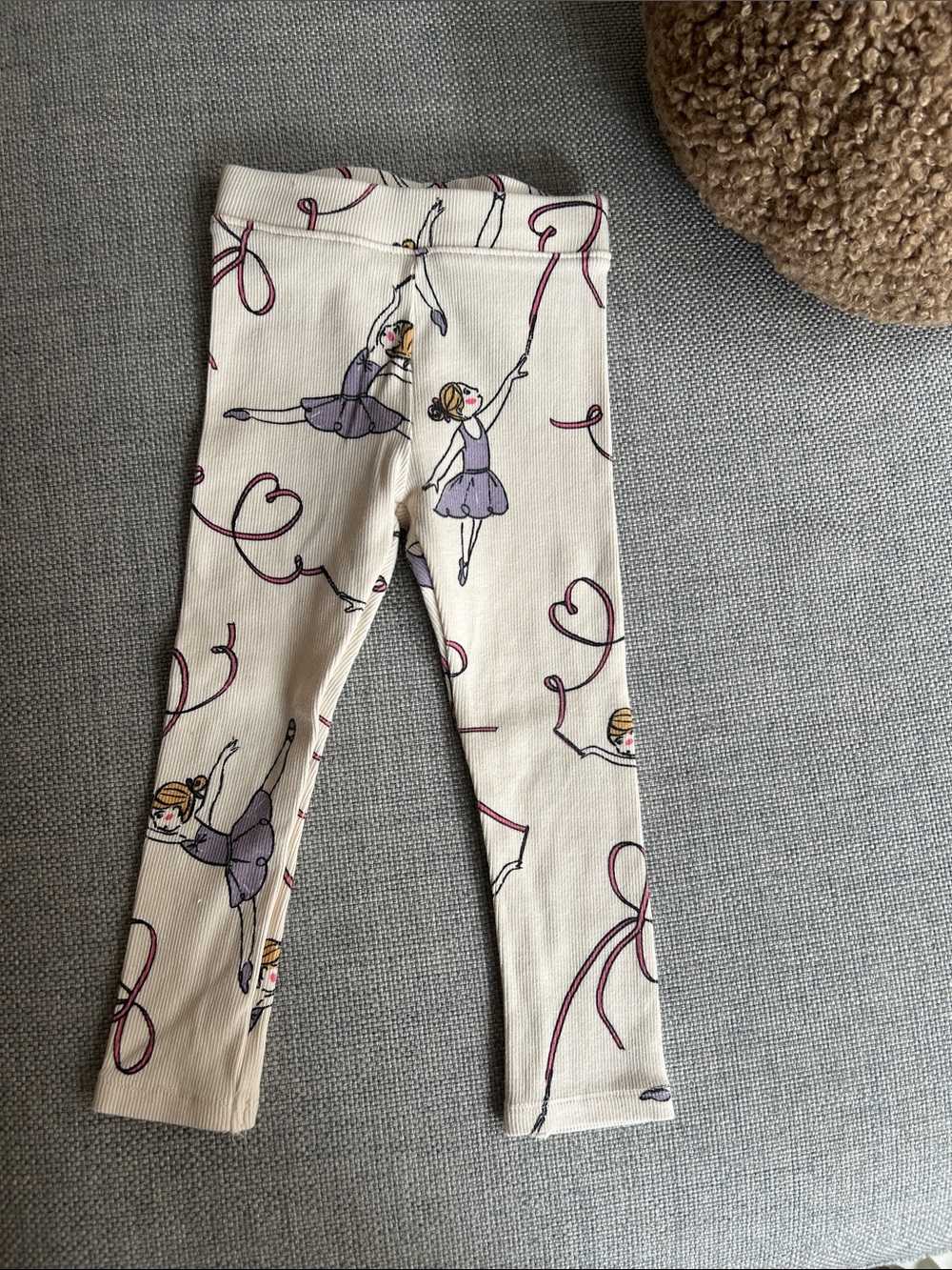 Zara Cream Leggings with Purple Ballerina Print